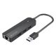 USB 2.0 3-Port Hub with Ethernet Adapter 100m Vention CHPBB 0.15m, Black