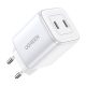 UGREEN Nexode 45W mains charger, 2x USB-C, PD3.0, QC4.0, GaN (white)