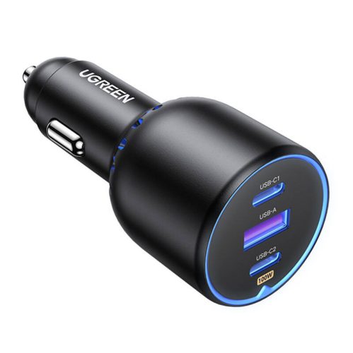 Car charger UGREEN CD293, 2XUSB-C PD+ USB-A 130W (black)