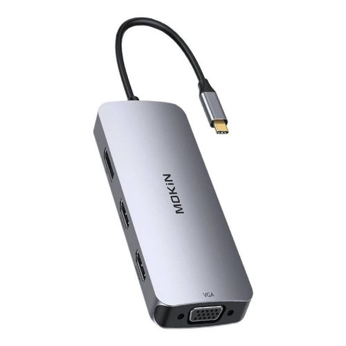 HUB 8in1 MOKiN USB-C VGA+2xHDMI (silver)