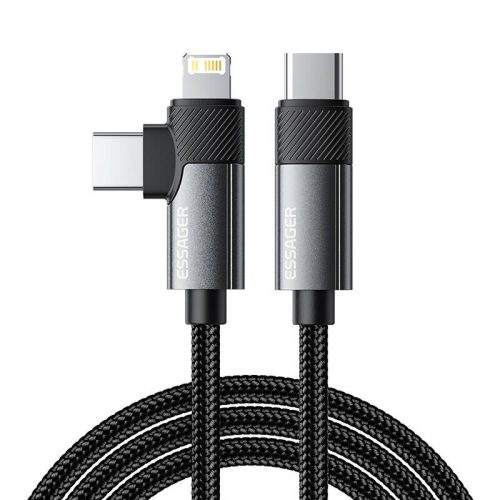 Cable USB Essager EXCTTL-WL0G-P USB-C to lightning+USB-C 65W 1m (gray)