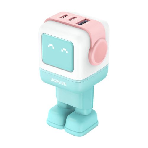 Wall charger Ugreen Nexode RG (Robot GaN) , 2x USB-C + USB, 65W (pink - blue)