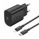 Foneng EU51 USB-C 25W mains charger + USB-C - Lightning cable (black)