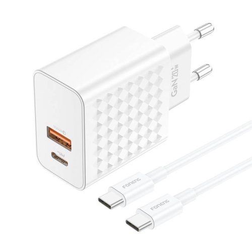 Foneng EU42 USB-C+USB-A 20W power charger + USB-C - USB-C cable (white)