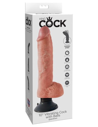 10" Vibrating Cock with Balls  Light