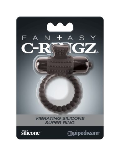 Vibrating Silicone Super Ring  Black