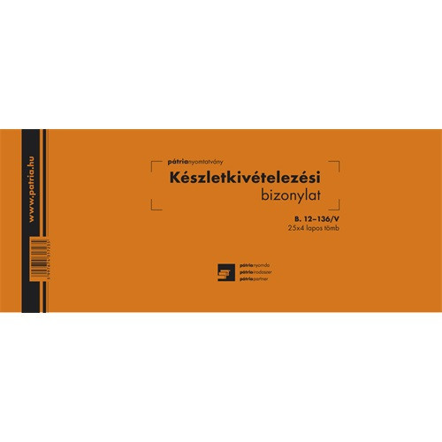 Készletkivételezési bizonylat 2 tételes 25x4 lapos tömb 245x102 mm