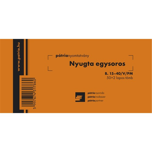 Nyugta (egysoros) 50x2 lapos tömb