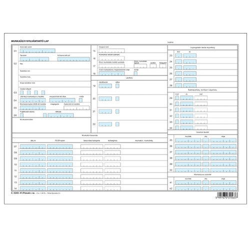 Munkaügyi nyilvántartó tasak A/4 fekvő  -i