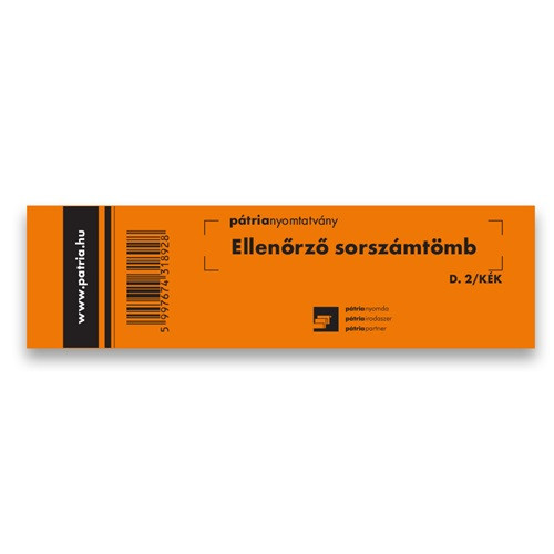 Ellenőrző sorszámtömb 100 lapos 146x40 mm kék