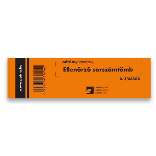 Ellenőrző sorszámtömb 100 lapos 146x40 mm sárga