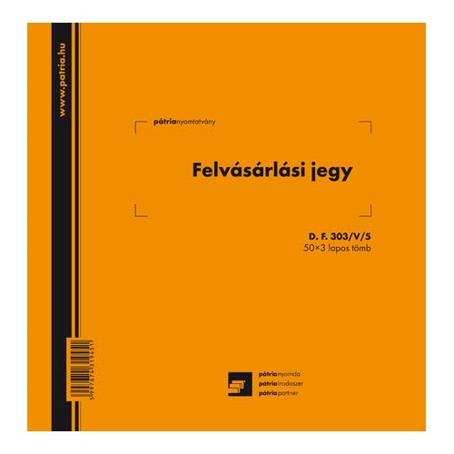 Felvásárlási jegy (mezőgazdasági termékfelvásárlás/szolgáltatás igénybevétel bizonylata) 50x3 lapos tömb