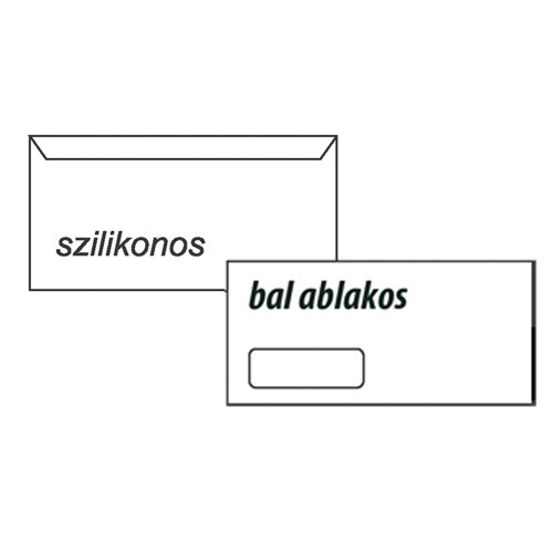 Boríték LA/4 szilikonos 35x90 mm bal ablakos bélésnyomott