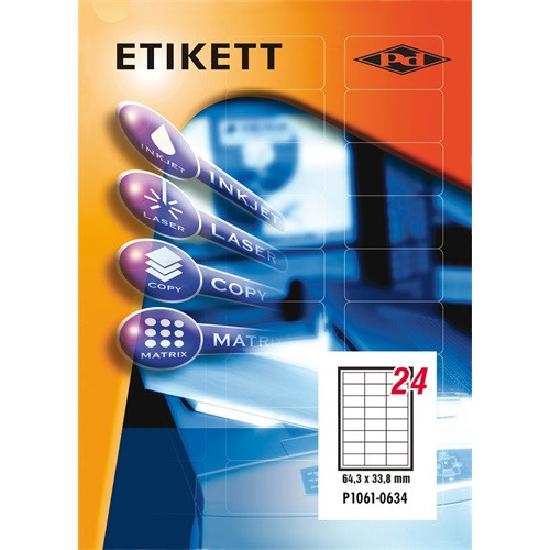 Etikett címke pd 64.3x33.8 szegéllyel 100 ív 2400 db/doboz