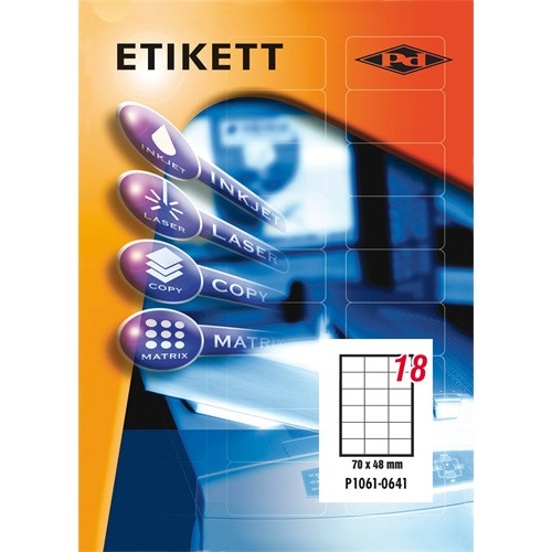 Etikett címke pd 70x48 mm szegély nélküli 100 ív 1800 db/doboz