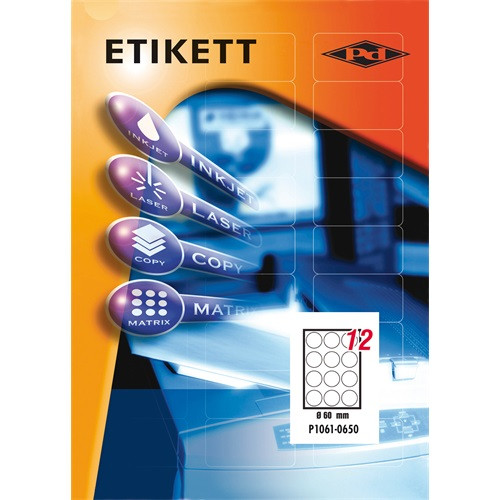 Etikett címke pd 60 mm kör 100 ív 1200 db/doboz