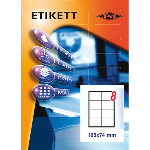 Etikett címke pd 105x74 mm szegély nélküli 10 ív 80 db/csomag