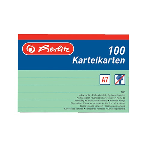 Kartoték kártya A/7 vonalas zöld 100 db/csomag