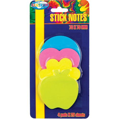 Öntapadós jegyzettömb Centrum Stick Notes 70x70 mm 4x25 lapos neon vegyes színek