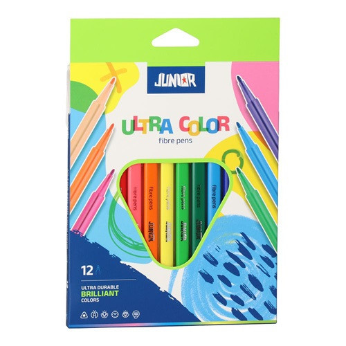 Színes rostirón Junior Ultra color háromszög alakú, 12 darabos