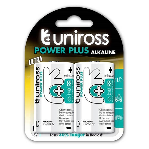 Tartós elem Uniross Alkaline Power D góliát  1.5V alkáli 2 db-os