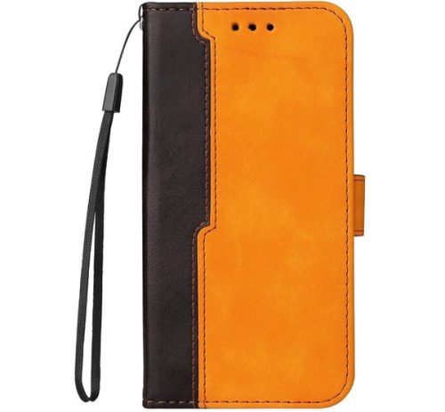 Apple Wooze Colour Wallet iPhone 16 Pro Max oldalra nyíló tok, stand, kártyatartóval, kézpánttal, narancssárga