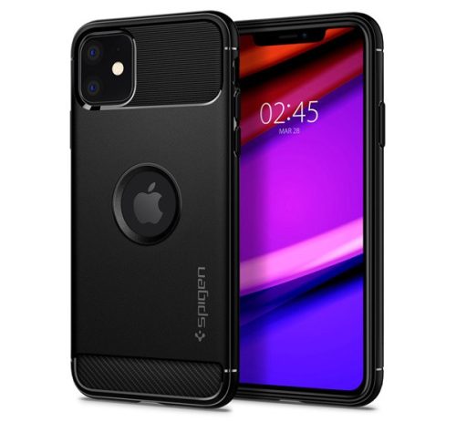 Spigen Rugged Armor Apple iPhone 11 Matte Black tok, fekete