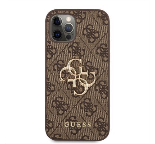 Guess PU 4G Metal Logo Apple iPhone 12/12 Pro hátlap tok, barna