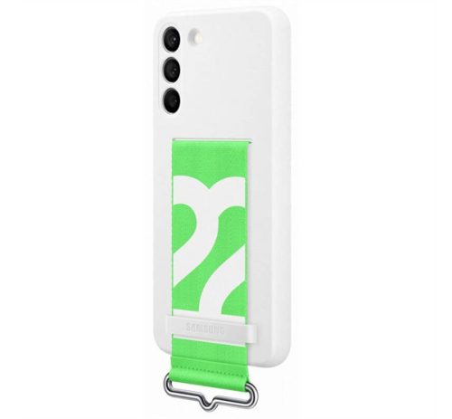 Samsung Galaxy S22+ Silicone Cover with Strap, gyári szilikon tok szíjjal, fehér, EF-GS906TW