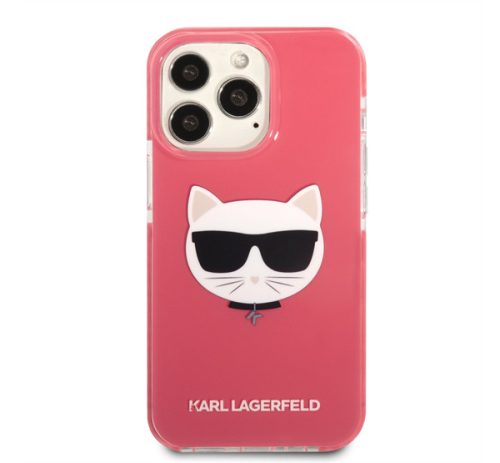 Karl Lagerfeld Choupette Head TPE szilikon hátlap tok Apple iPhone 13 Pro, rózsaszín