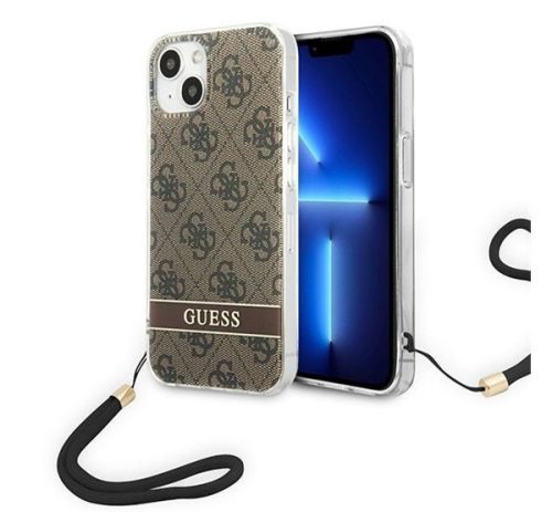 Guess 4G Print Strap Apple iPhone 14 Plus hátlap tok, barna