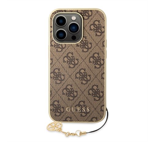 Guess 4G Charms Apple iPhone 14 Pro hátlap tok , barna