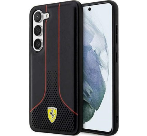 Ferrari Perforated 296 P Samsung Galaxy S23 Ultra hátlap tok, fekete