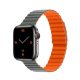 Phoner Rever Apple Watch forgatható mágneses szilikon szíj, 41/40/38mm, S/M, szürke/narancs