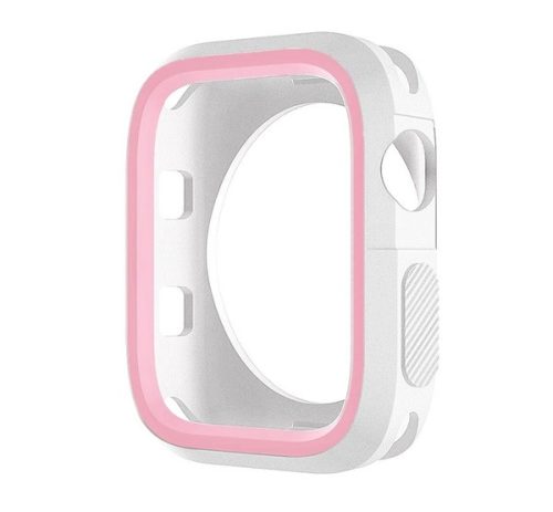 Phoner Twin Apple Watch szilikon tok, 41mm, fehér/rózsazsín