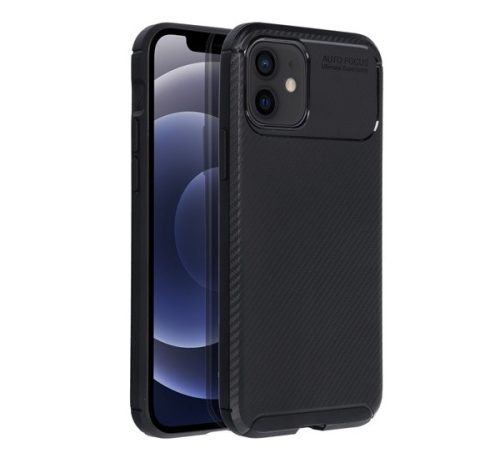 Forcell Carbon Premium hátlap tok,  Apple iPhone 12 / 12 Pro , fekete