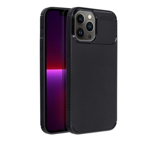 Forcell Carbon Premium hátlap tok,  Apple iPhone 13 Pro , fekete