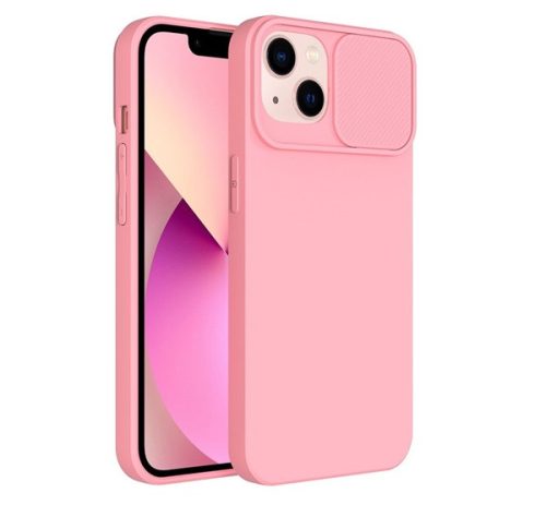 Slide Apple iPhone 13 Pro, kameravédős szilikon tok, rózsaszín