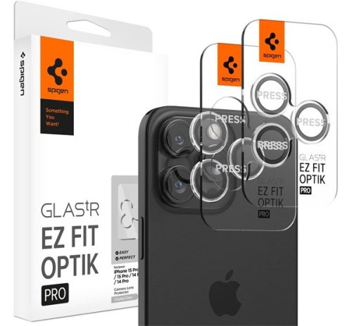 Spigen Glas.tR EZ Fit Optik Pro Apple iPhone 15 Pro/ iPhone 15 Pro Max, Tempered kameravédő fólia (2db)