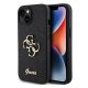 Guess Glitter Script Big 4G Apple iPhone 15 hátlap tok, fekete