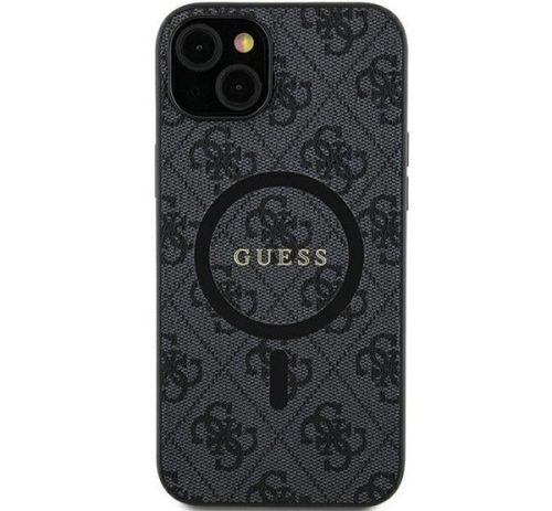 Guess 4G Collection Leather Metal Logo Samsung Galaxy S24 mágneses tok, fekete