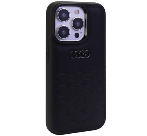 Audi GT Synthetic Leather Apple IPhone 15 Pro tok, fekete