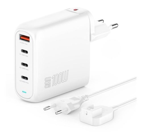 4smarts GaN Flex Pro töltő adapter, 100W, 3xUSB-C+1 USB-A, fehér