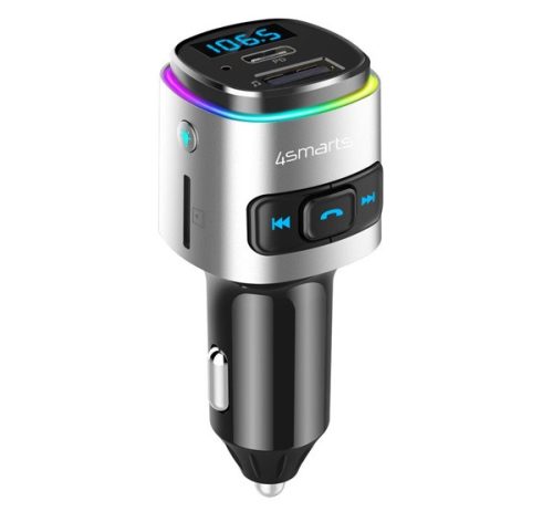 4smarts bluetooth FM Transmitter, autós töltő, fekete / szürke