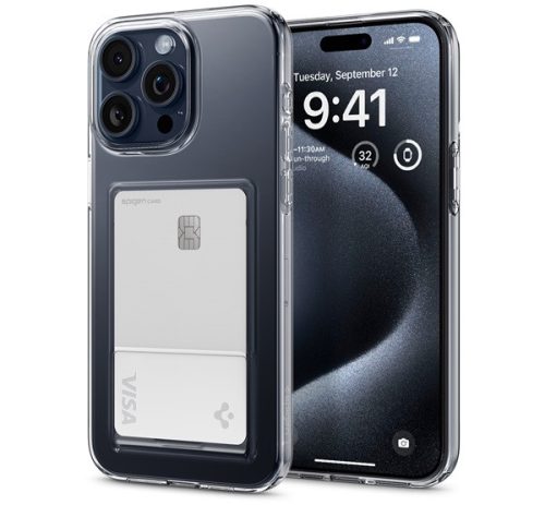 Spigen Crystal Slot Apple Iphone 15 Pro Crystal Clear tok, átlátszó