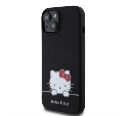 Hello Kitty Liquid Silicone Daydreaming Logo Apple Iphone 15 hátlap tok, fekete