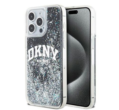 DKNY Liquid Glitter Arch Logo iPhone 14 Pro Max hátlap tok, fekete