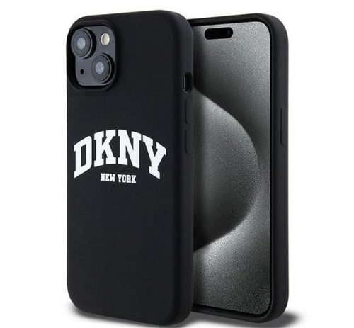 DKNY Liquid Silicone Arch Logo iPhone 14 Magsafe hátlap tok, fekete