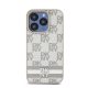 DKNY PU Leather Checkered Pattern and Stripe iPhone 12/12 Pro hátlap tok, bézs