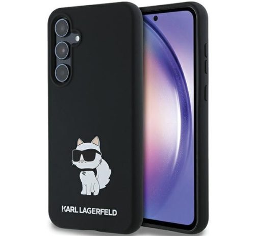 Karl Lagerfeld Choupette Metal Pin Samsung Galaxy A35 hátlap tok, fekete,  KLHCSA35SMHCNPK